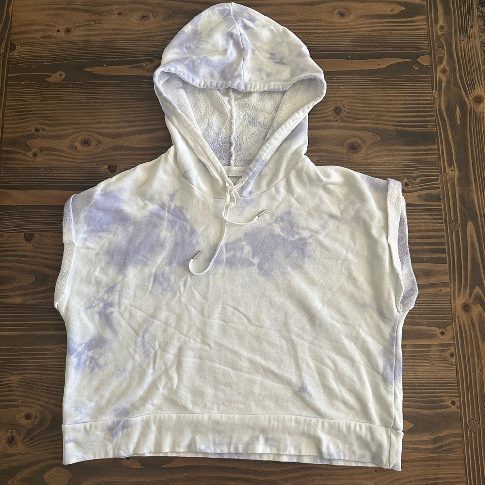 Women's Jonathan Simkhai Standard XL White Purple Tie-Dye Sleeveless Hoodie